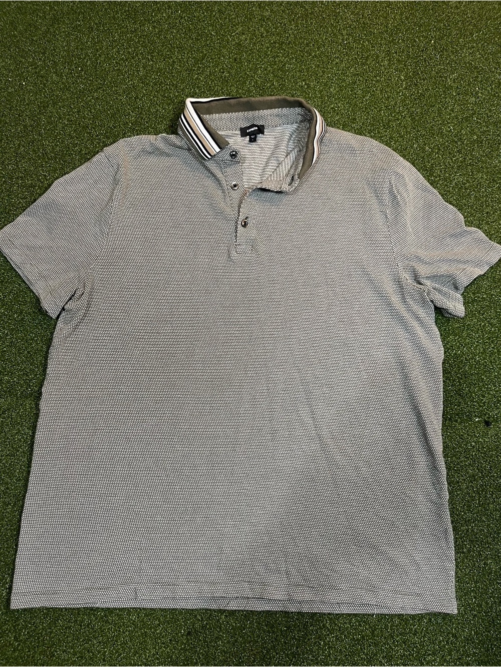 Men's Express Polo Collared T-Shirt Size Large Brown Geometric Pattern